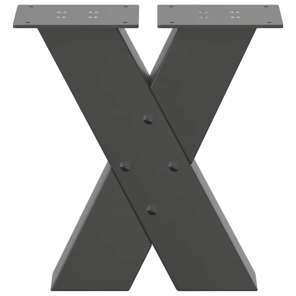 2 db antracitszürke X-alakú acél dohányzóasztal láb 40x(30-31) cm