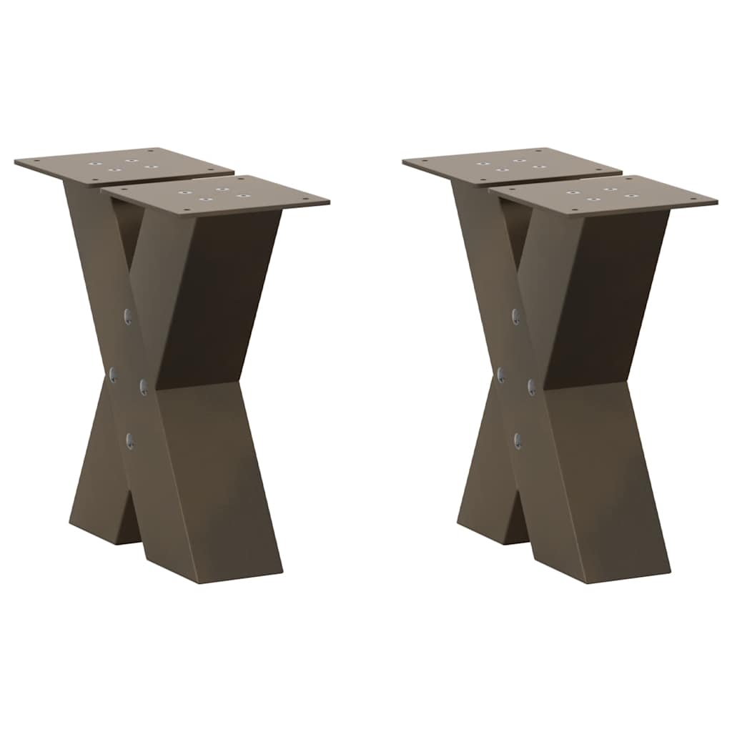 2 db X alakú natúr acél dohányzóasztal láb 40x(30-31) cm