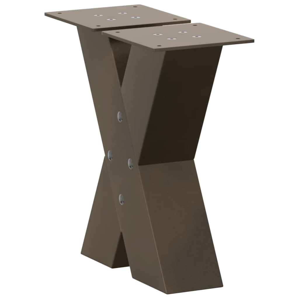 2 db X alakú natúr acél dohányzóasztal láb 40x(30-31) cm