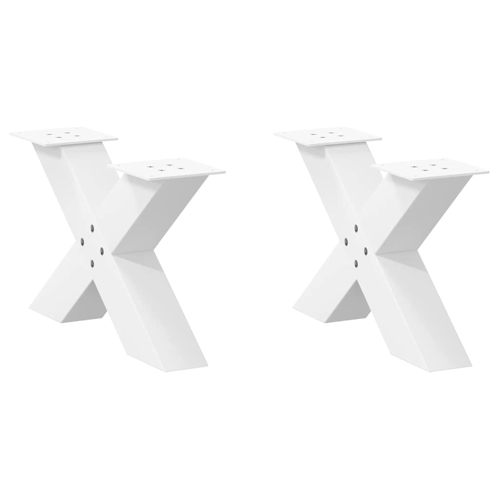 2 db fehér, X alakú acél dohányzóasztal láb 50 x (30-31) cm