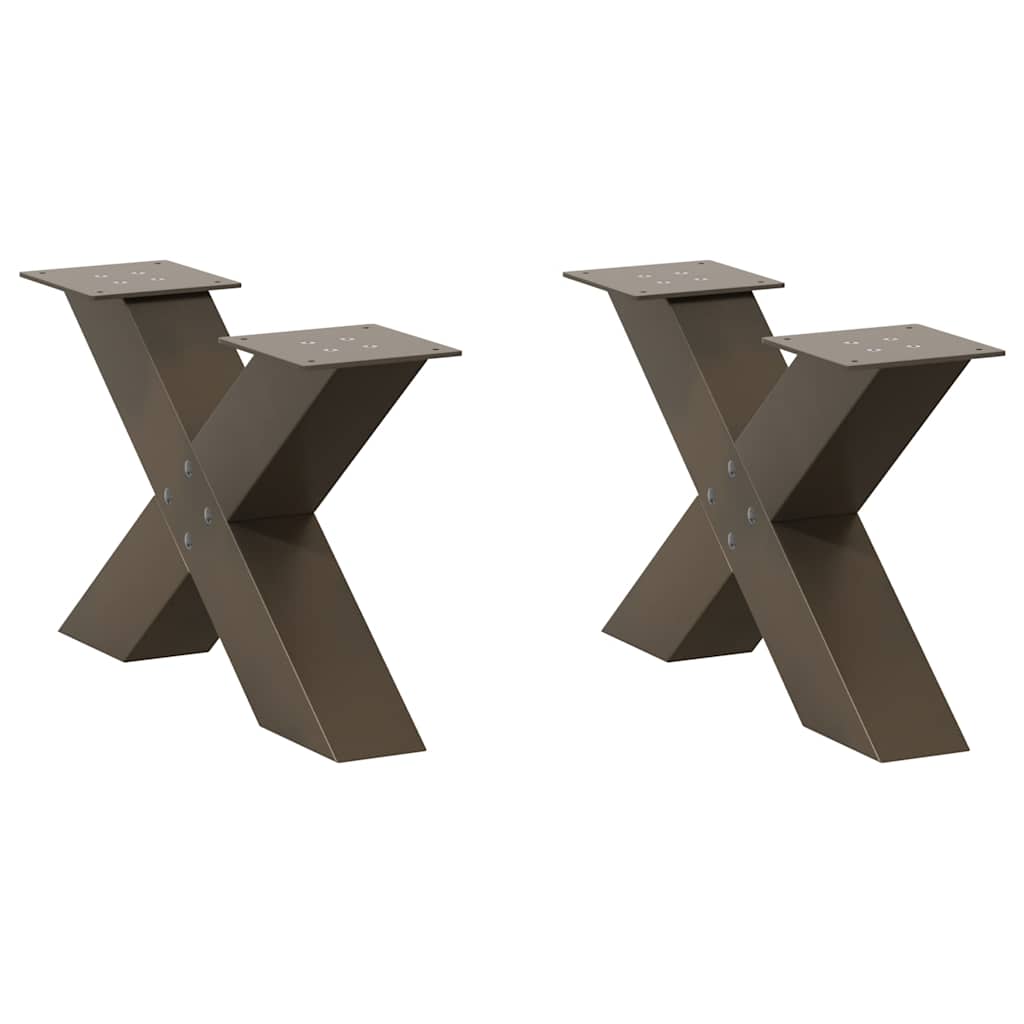 2 db X alakú natúr acél dohányzóasztal láb 50x(30-31) cm