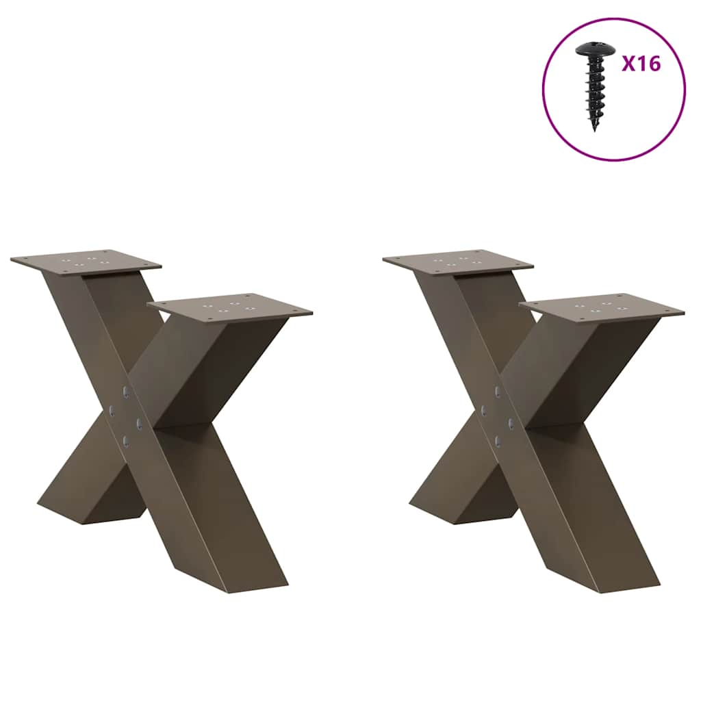 2 db X alakú natúr acél dohányzóasztal láb 50x(30-31) cm