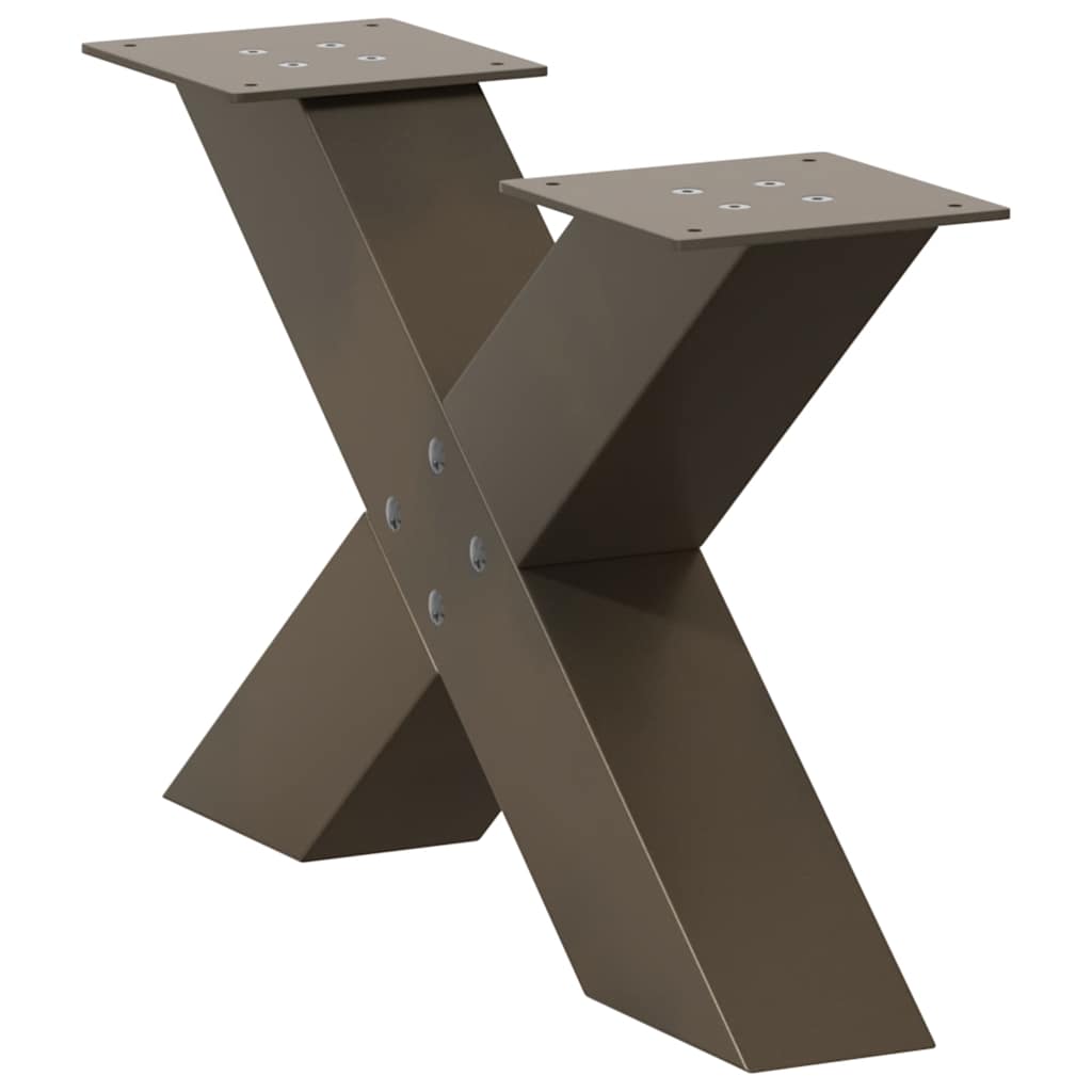 2 db X alakú natúr acél dohányzóasztal láb 50x(30-31) cm
