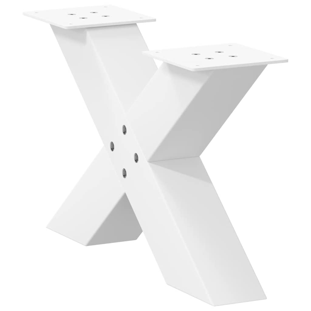 2 db fehér, X alakú acél dohányzóasztal láb 60 x (30-31) cm