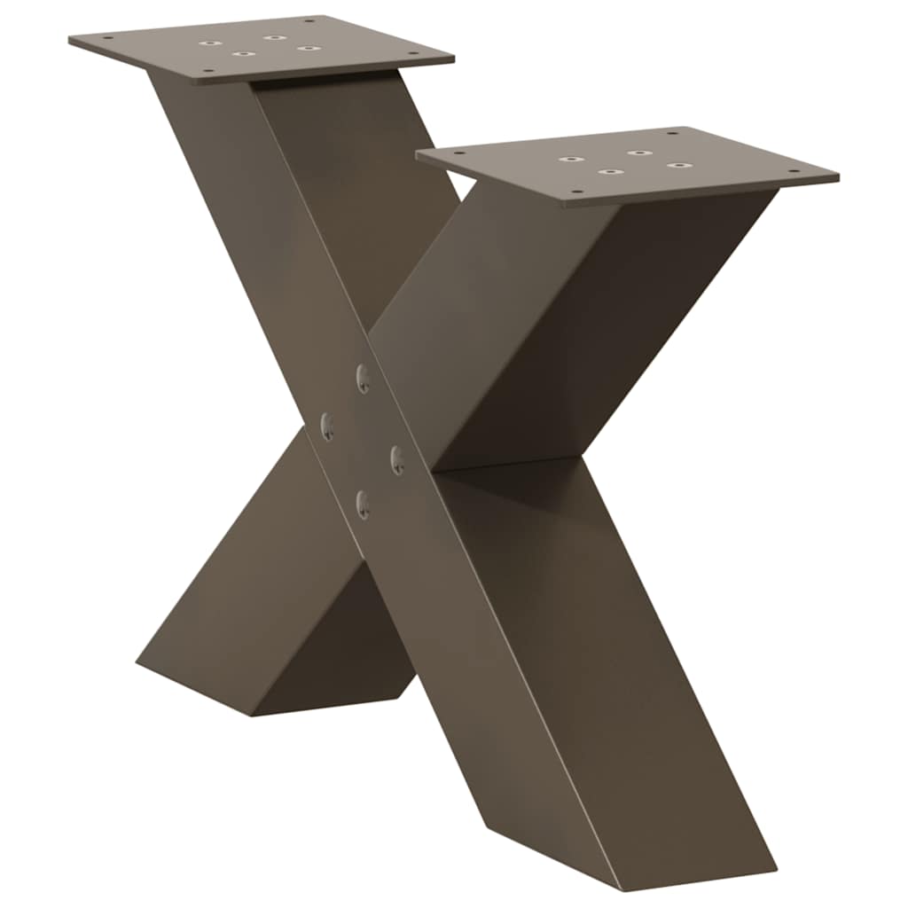 2 db X alakú natúr acél dohányzóasztal láb 60 x (30-31) cm