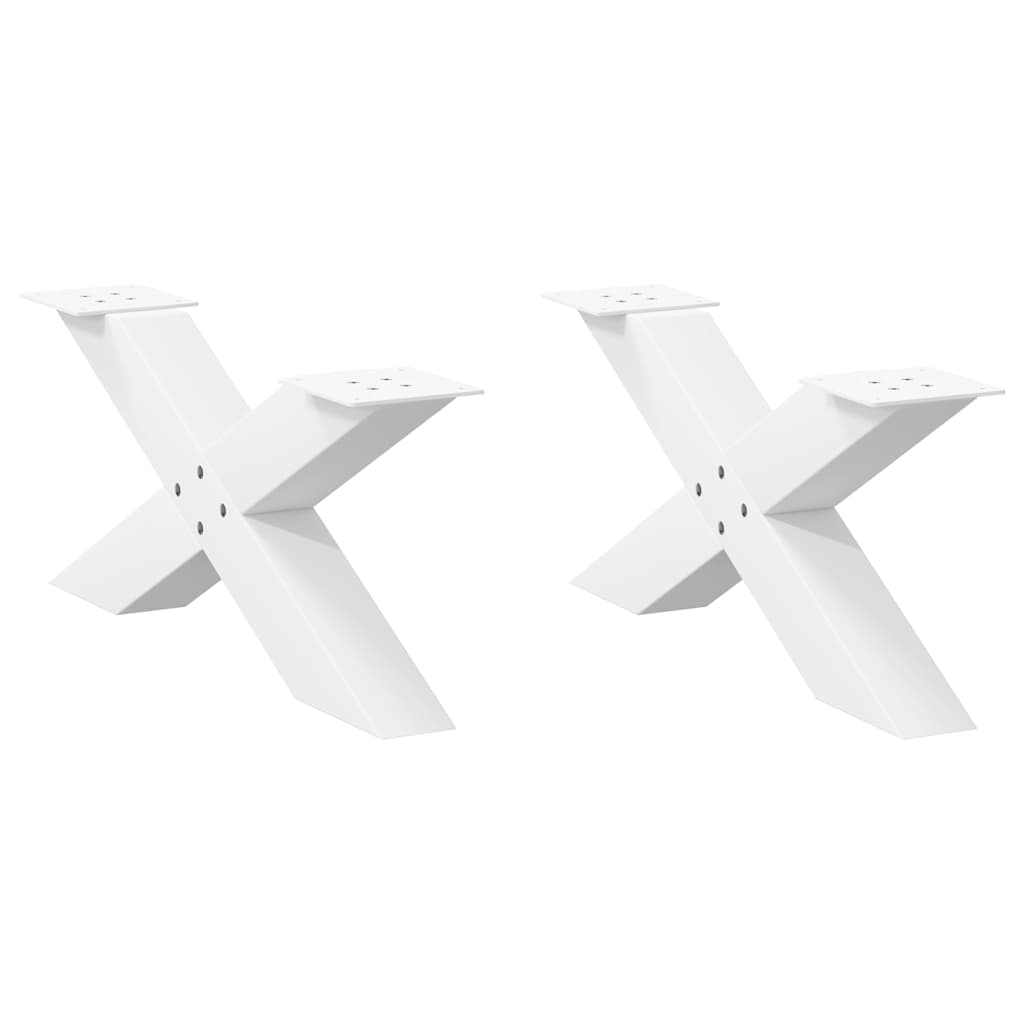 2 db fehér, X alakú dohányzóasztal láb 70 x (30-31) cm acél