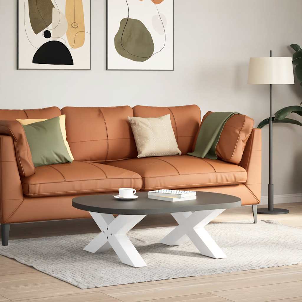 2 db fehér, X alakú dohányzóasztal láb 70 x (30-31) cm acél