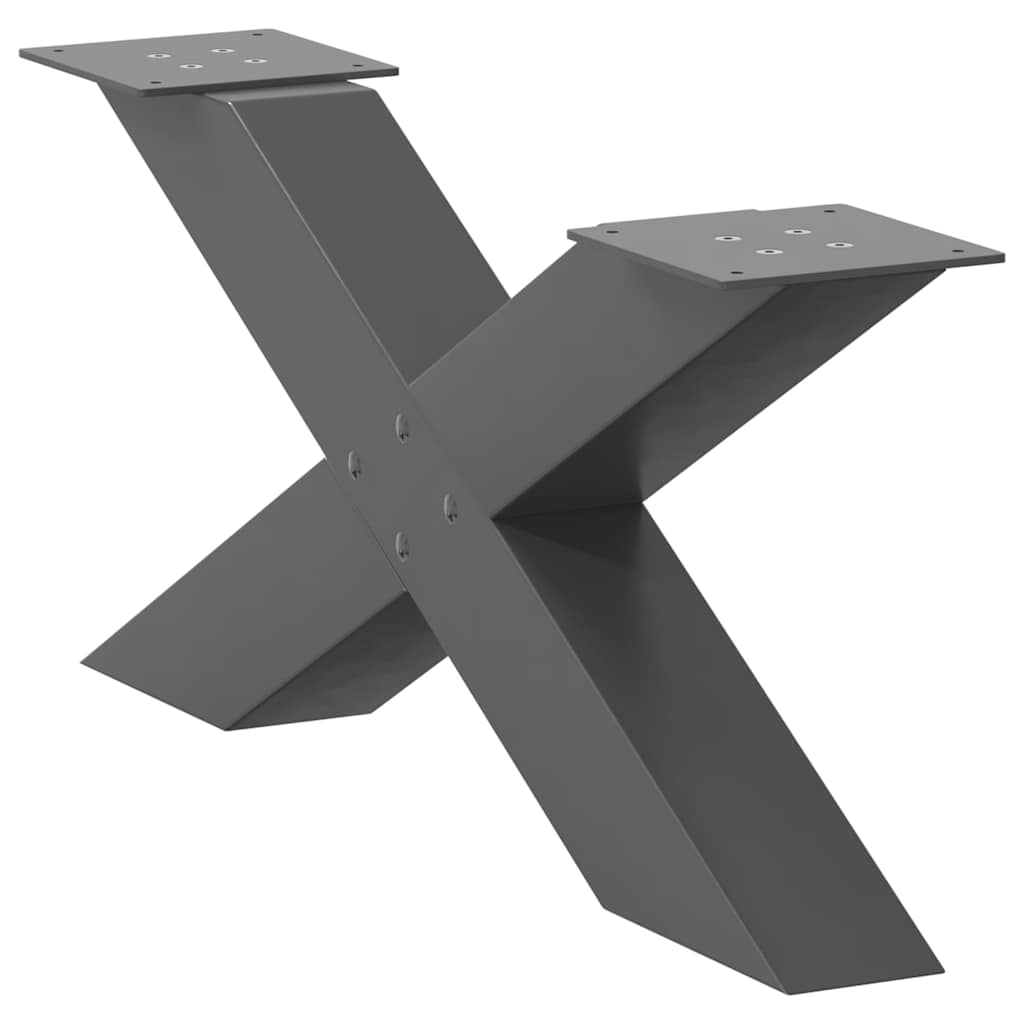 2 db antracitszürke X-alakú acél dohányzóasztal láb 70x(30-31) cm
