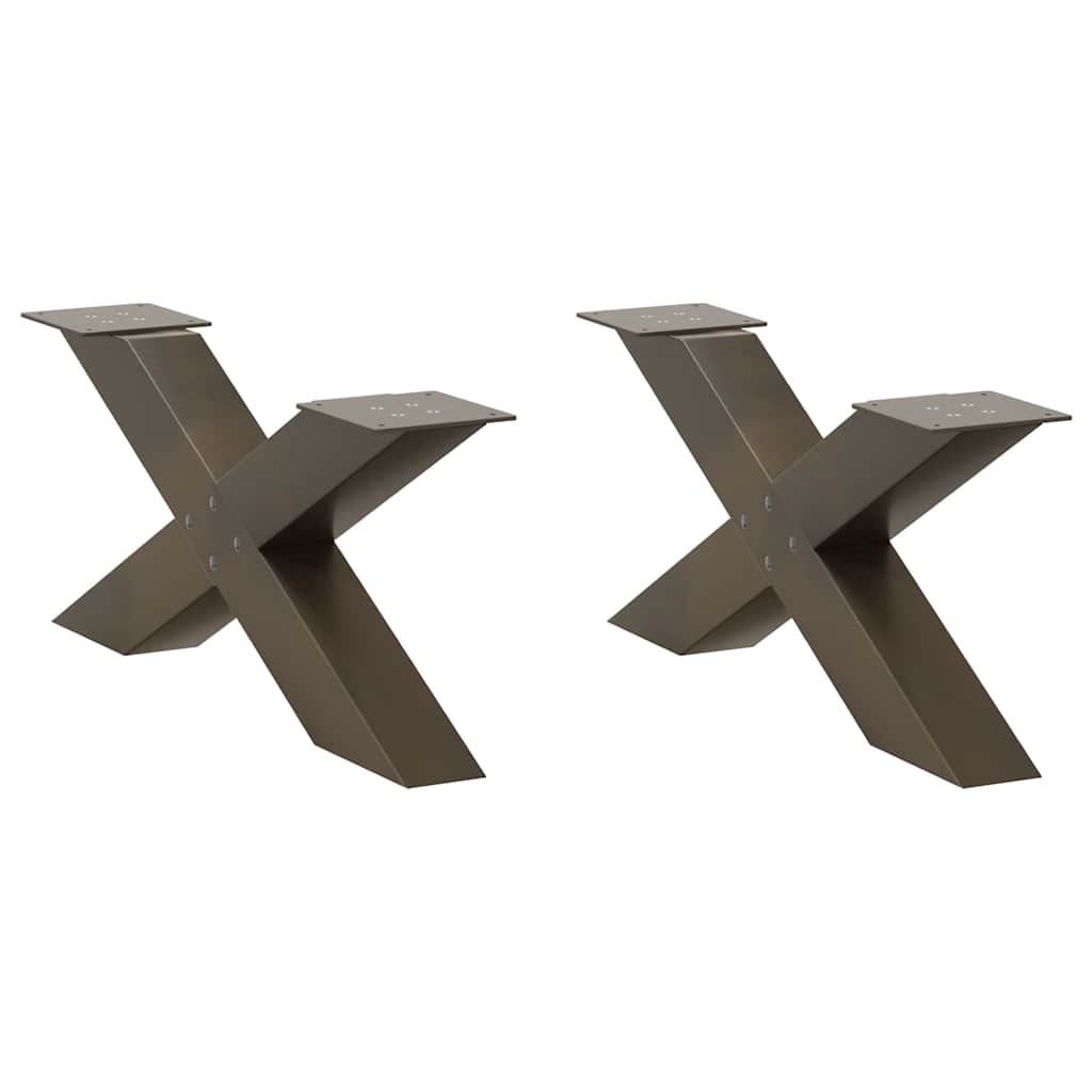 2 db X alakú natúr acél dohányzóasztal láb 70x(30-31) cm