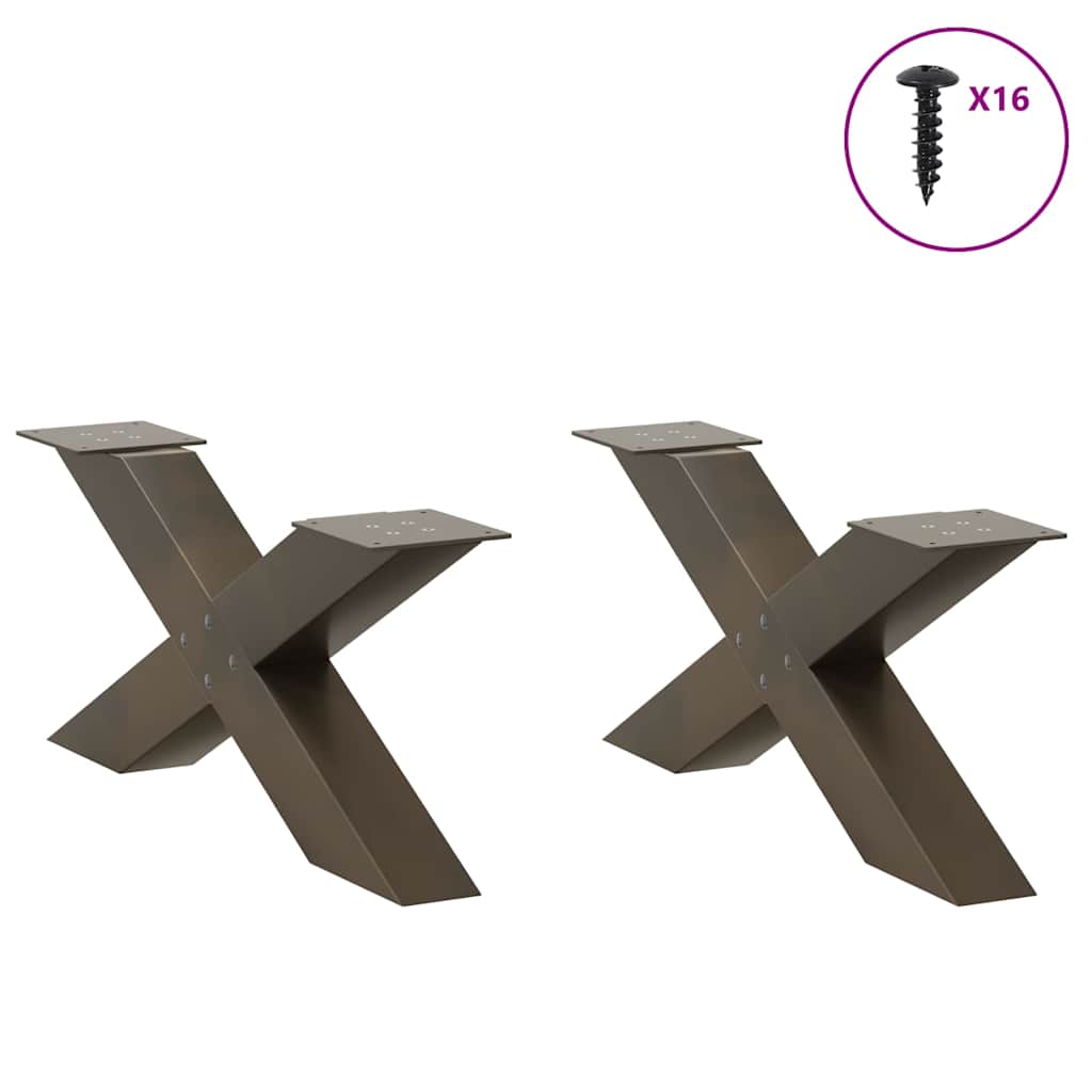 2 db X alakú natúr acél dohányzóasztal láb 70x(30-31) cm