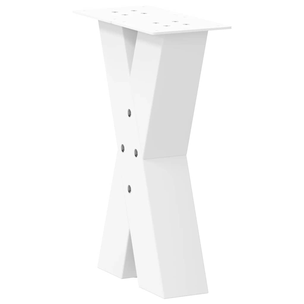 2 db fehér, X alakú acél dohányzóasztal láb 28 x (42-43) cm