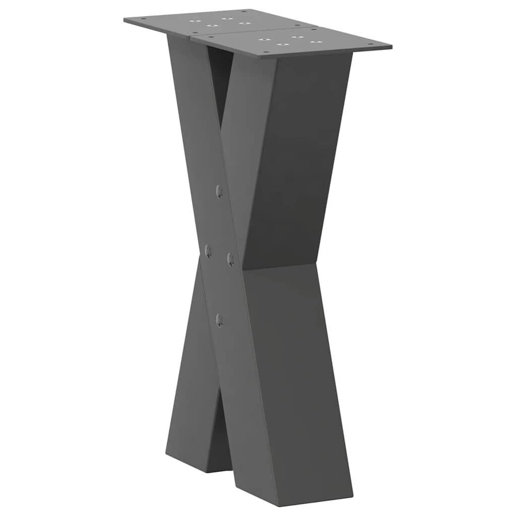 2 db antracitszürke X-alakú acél dohányzóasztal láb 28 x (42-43) cm
