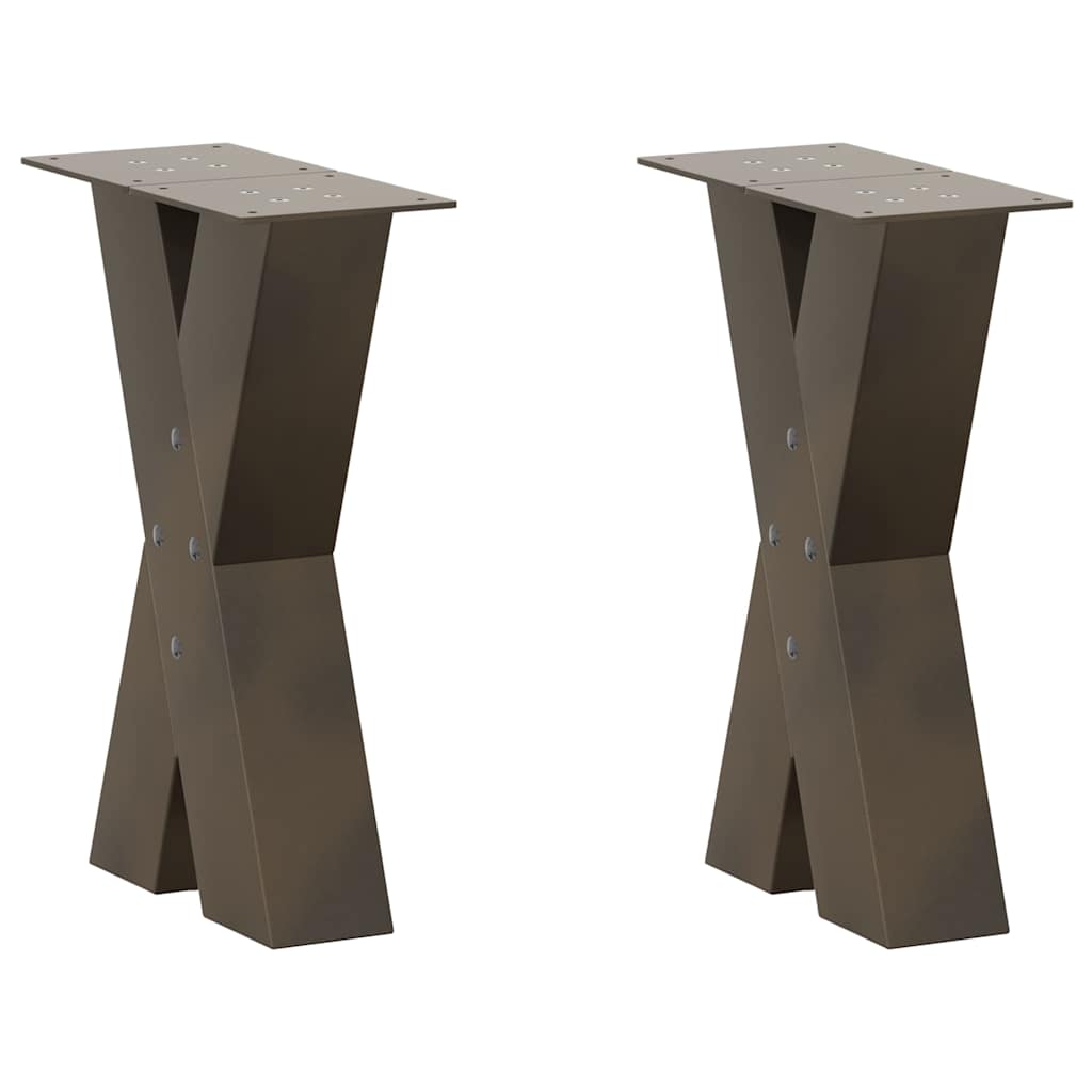 2 db X alakú natúr acél dohányzóasztal láb 28 x (42-43) cm