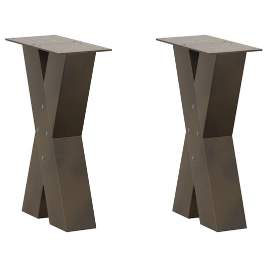 2 db X alakú natúr acél dohányzóasztal láb 28 x (42-43) cm