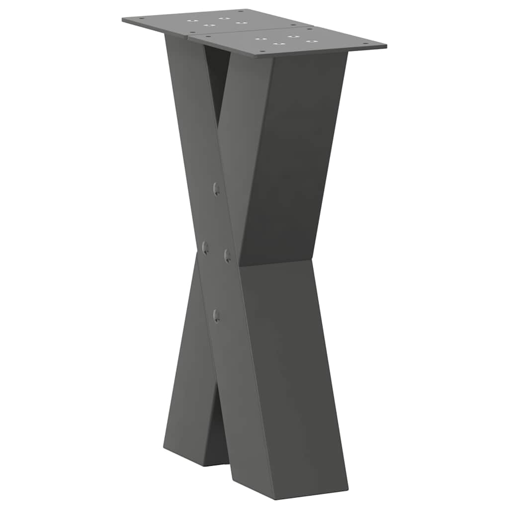 2 db antracitszürke X-alakú acél dohányzóasztal láb 38x(42-43) cm