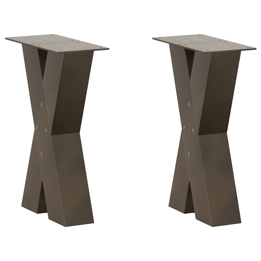 2 db X alakú natúr acél dohányzóasztal láb 38x(42-43) cm