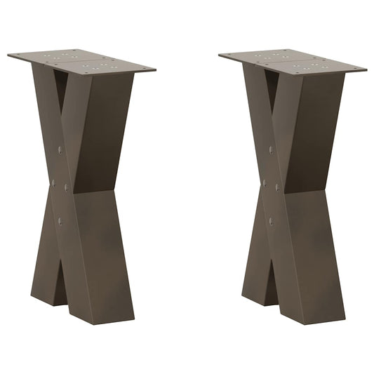 2 db X alakú natúr acél dohányzóasztal láb 38x(42-43) cm