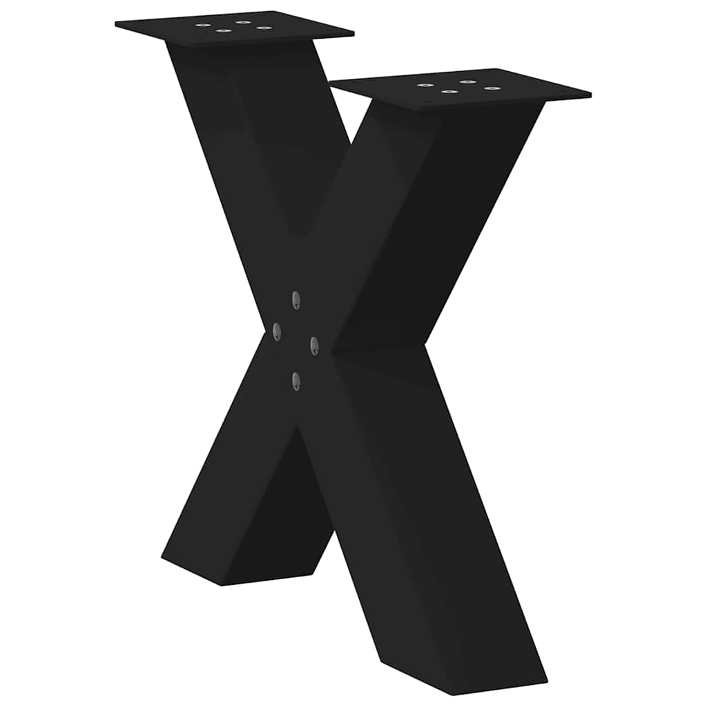 2 db fekete, X alakú acél dohányzóasztal láb 50 x (42-43) cm