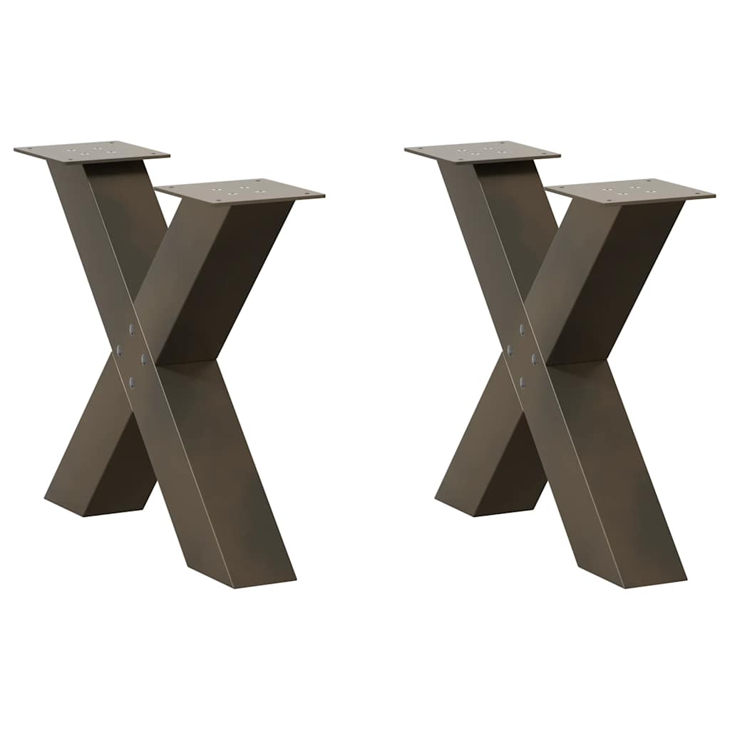 2 db X alakú natúr acél dohányzóasztal láb 50 x (42-43) cm