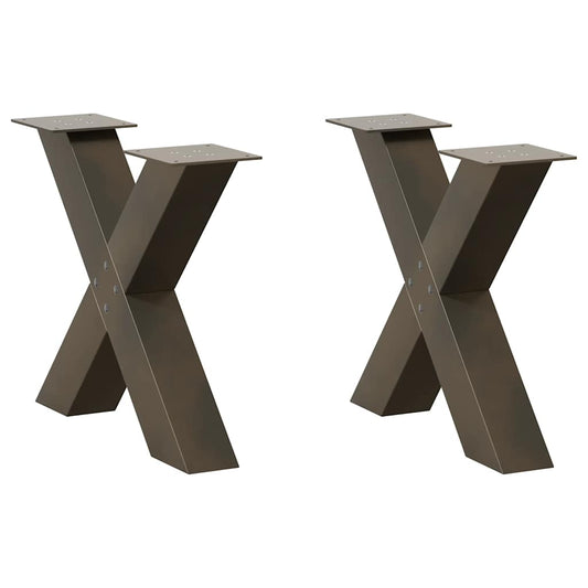 2 db X alakú natúr acél dohányzóasztal láb 50 x (42-43) cm