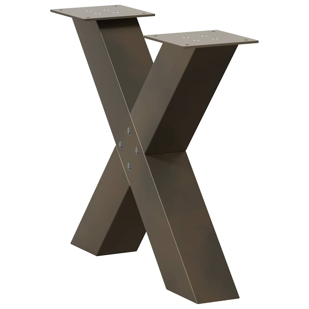 2 db X alakú natúr acél dohányzóasztal láb 50 x (42-43) cm