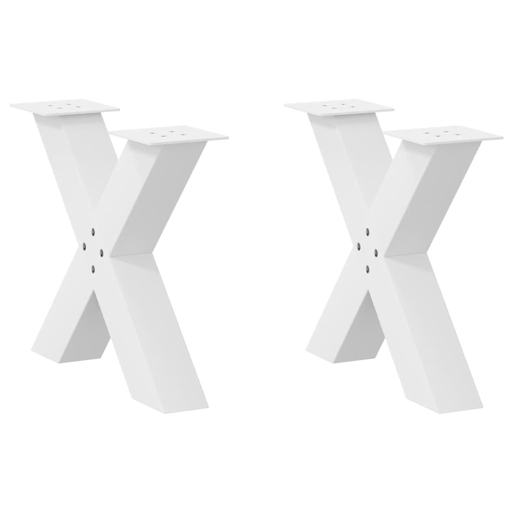 2 db fehér, X alakú acél dohányzóasztal láb 60 x (42-43) cm
