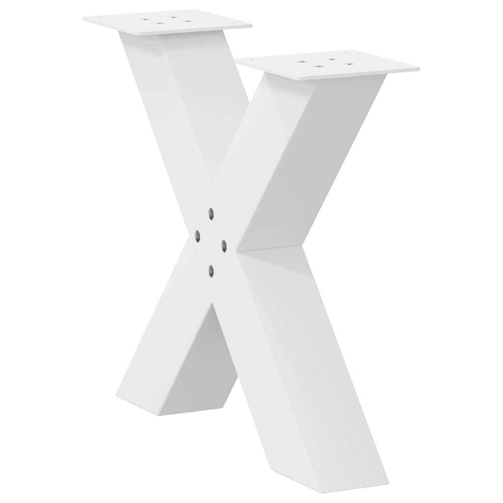 2 db fehér, X alakú acél dohányzóasztal láb 60 x (42-43) cm
