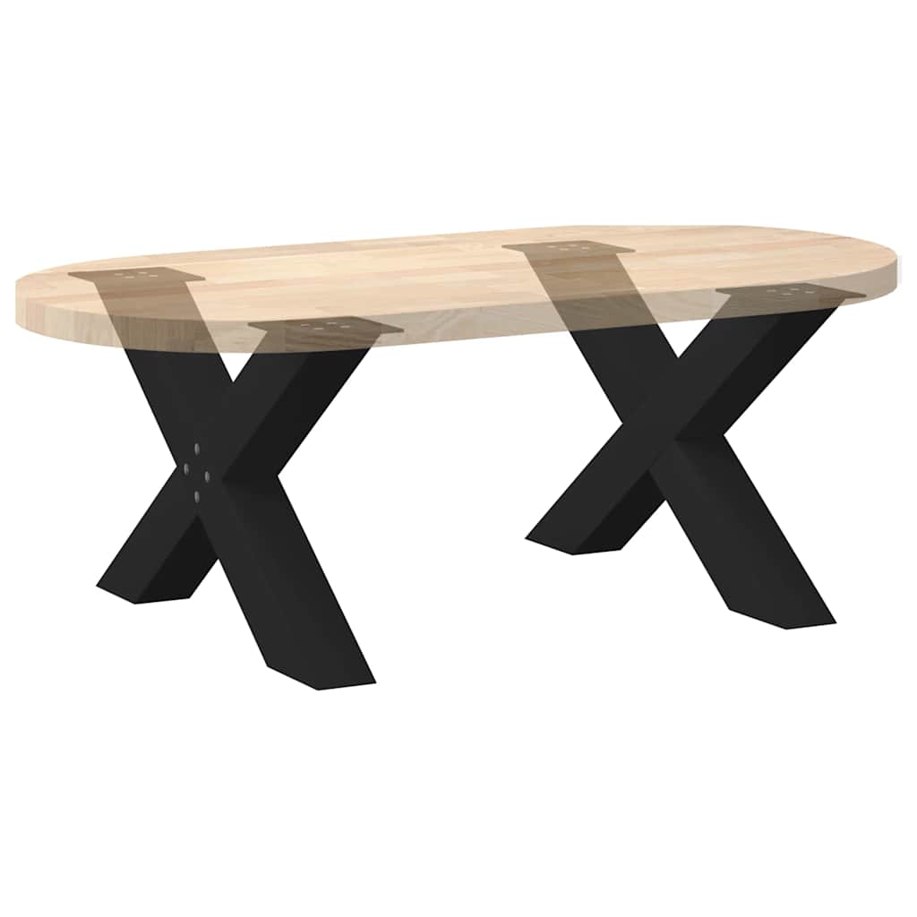 2 db fekete, X alakú acél dohányzóasztal láb 70 x (42-43) cm