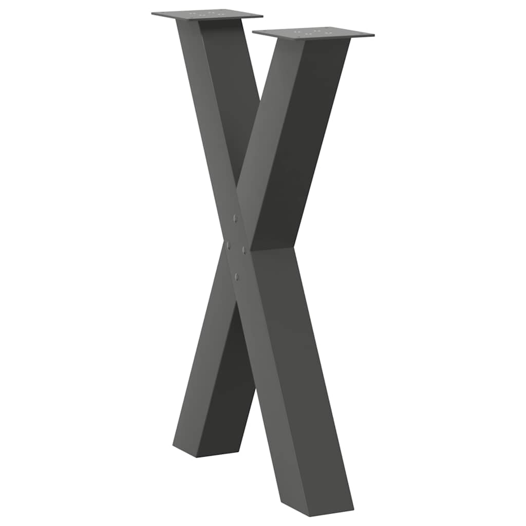 2 db antracitszürke X-alakú acél étkezőasztalláb 50x(72-73) cm