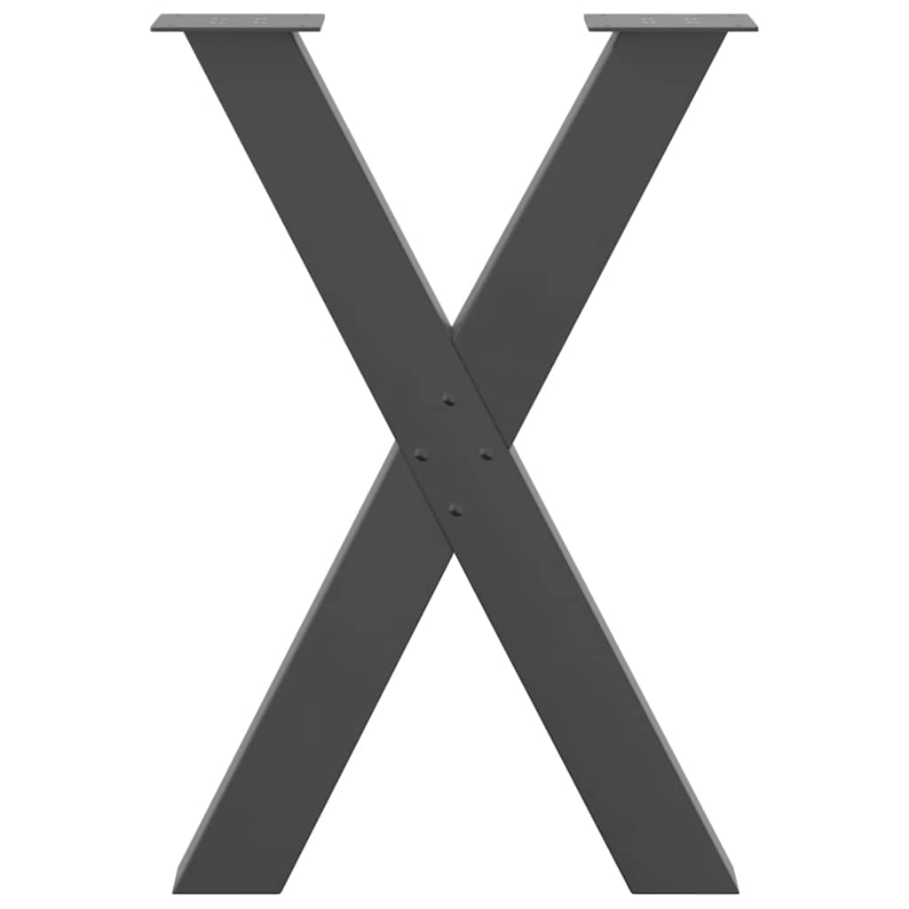 2 db antracitszürke X-alakú acél étkezőasztalláb 50x(72-73) cm