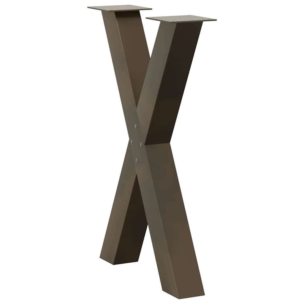2 db X alakú étkezőasztal láb natúr acél 50x(72-73) cm