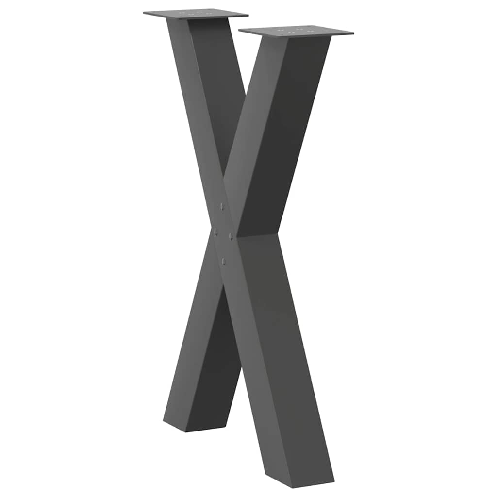 2 db antracitszürke X-alakú acél étkezőasztalláb 60x(72-73) cm