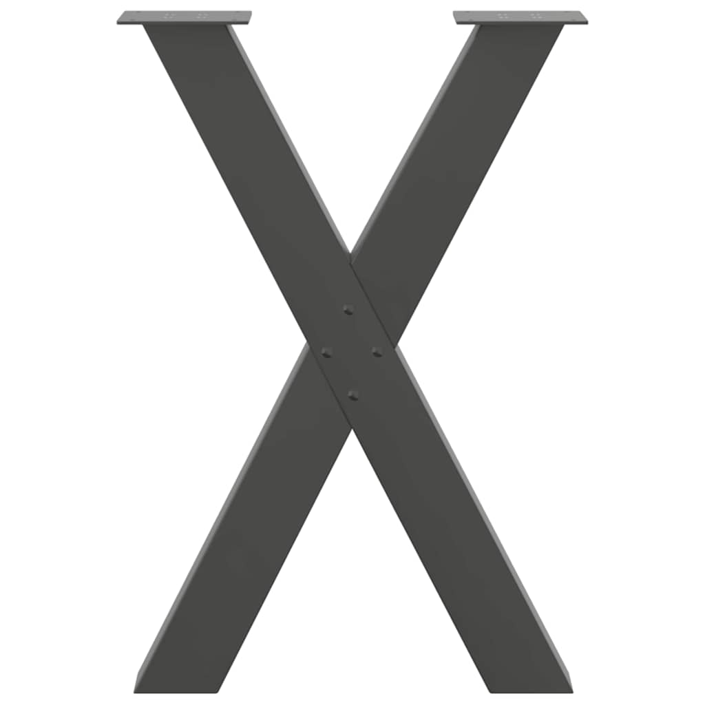 2 db antracitszürke X-alakú acél étkezőasztalláb 60x(72-73) cm