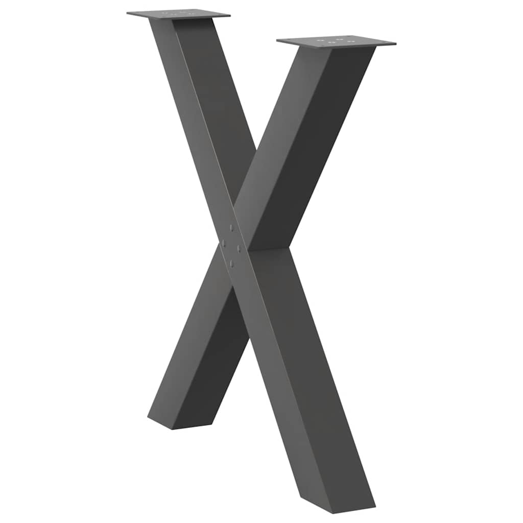 2 db antracitszürke X-alakú acél étkezőasztal láb 70x(72-73) cm