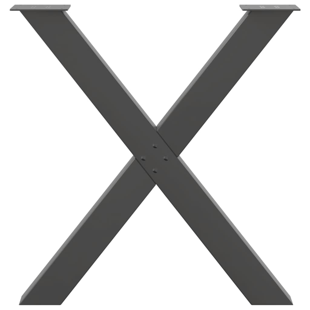 2 db antracitszürke X-alakú acél étkezőasztal láb 70x(72-73) cm