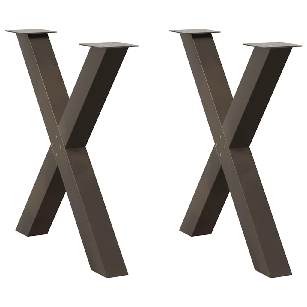 2 db X alakú étkezőasztal láb natúr acélból 70 x (72-73) cm