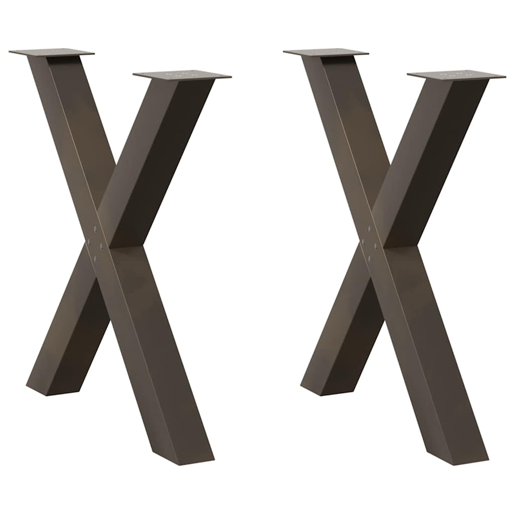 2 db X alakú étkezőasztal láb natúr acél 80x(72-73) cm acél