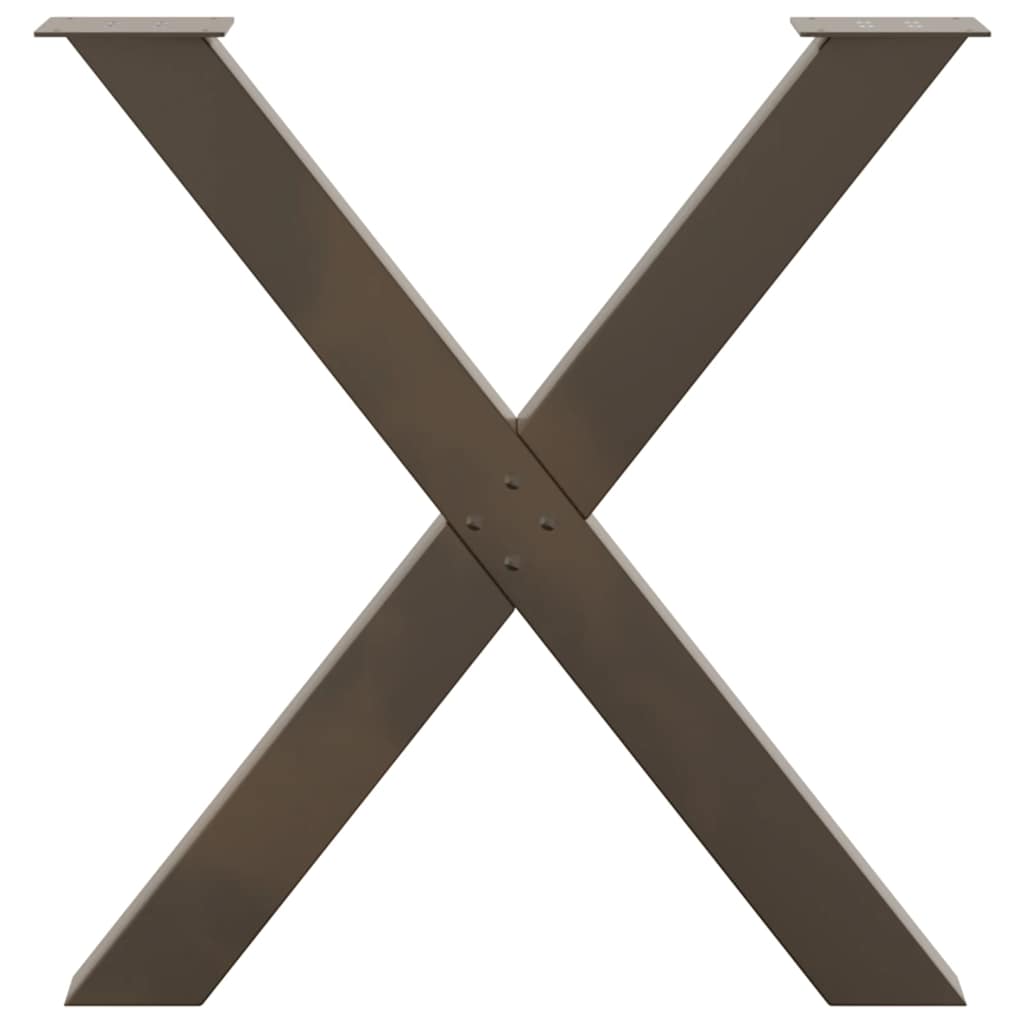 2 db X alakú étkezőasztal láb natúr acél 80x(72-73) cm acél