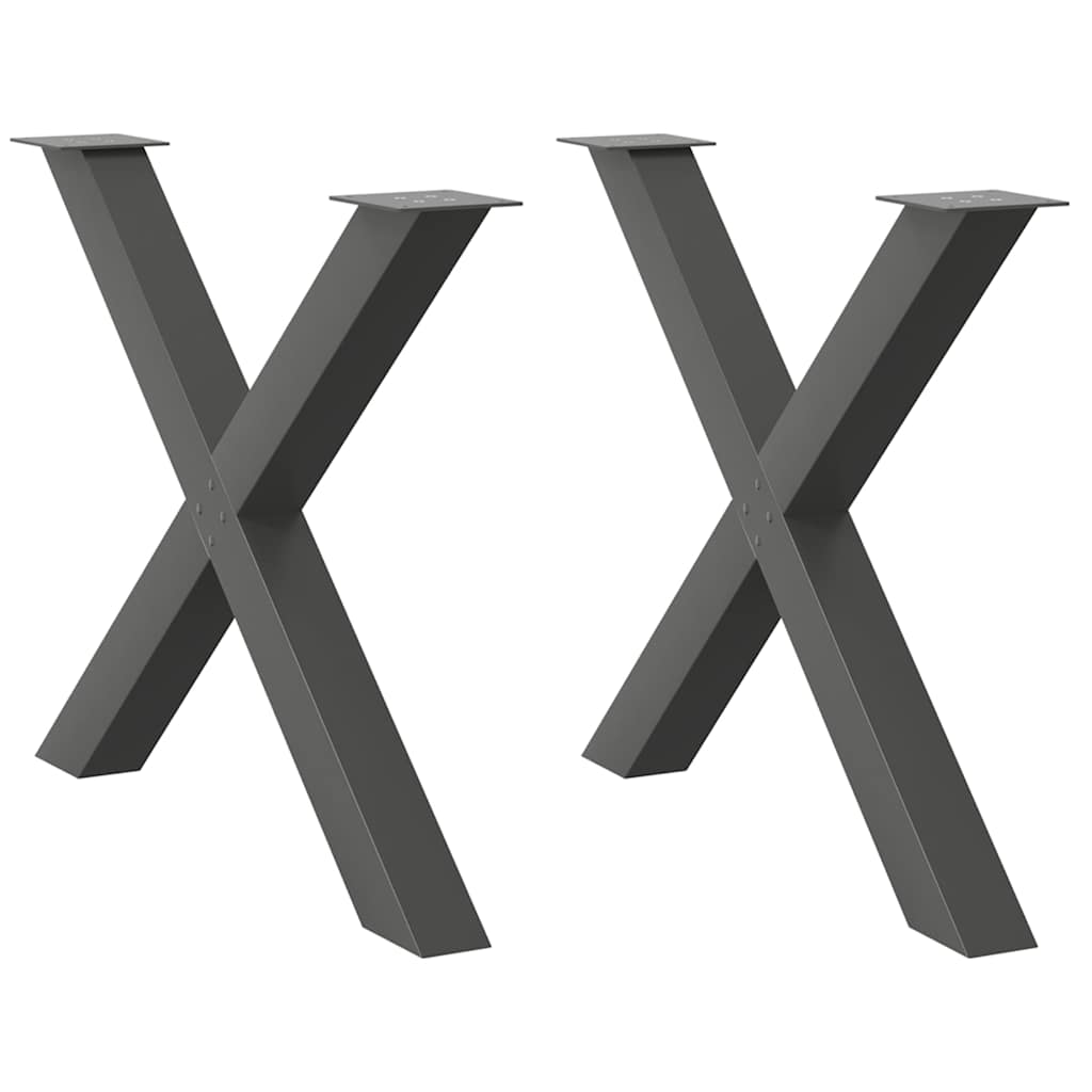 2 db antracitszürke X alakú acél étkezőasztal láb 90 x (72-73) cm