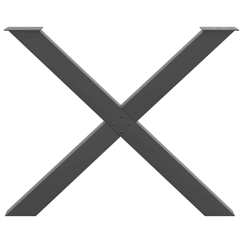 2 db antracitszürke X alakú acél étkezőasztal láb 90 x (72-73) cm
