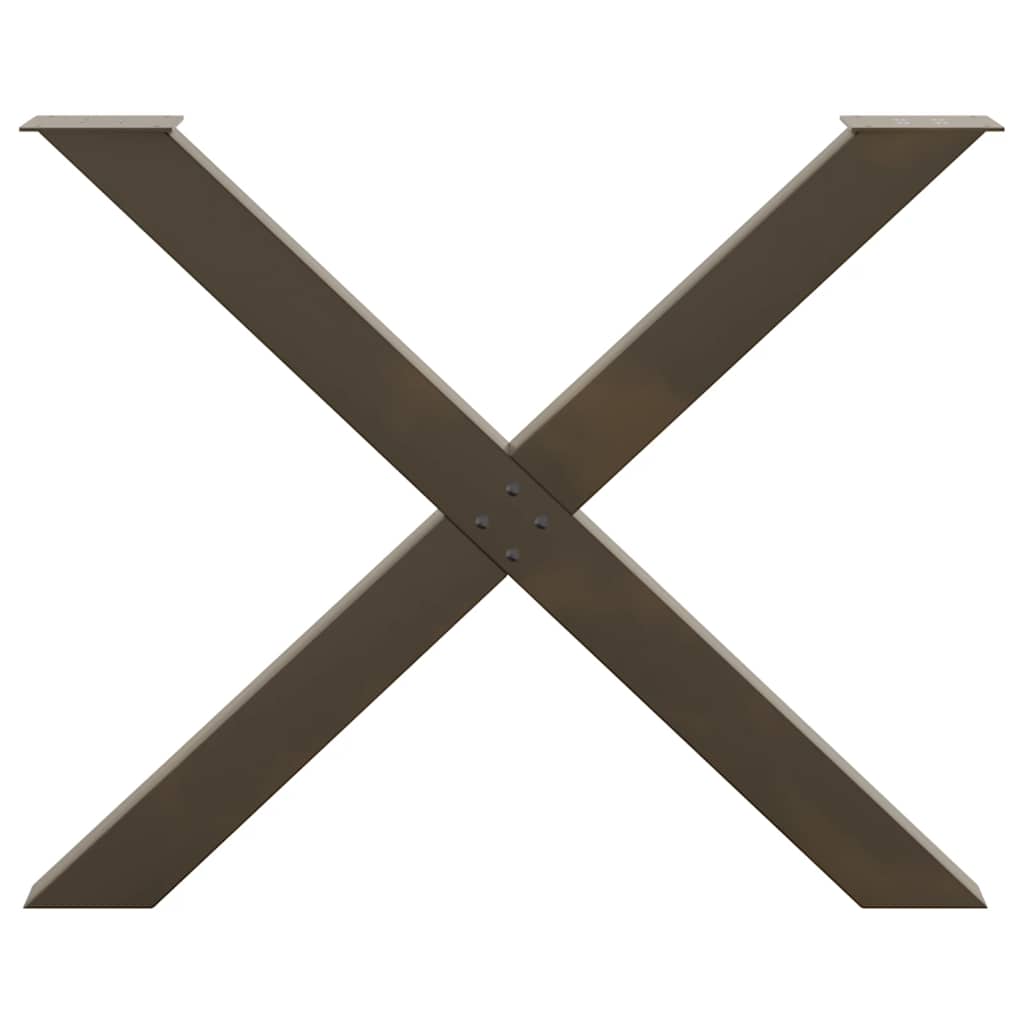 2 db X alakú étkezőasztal láb natúr acél 90 x (72-73) cm acél