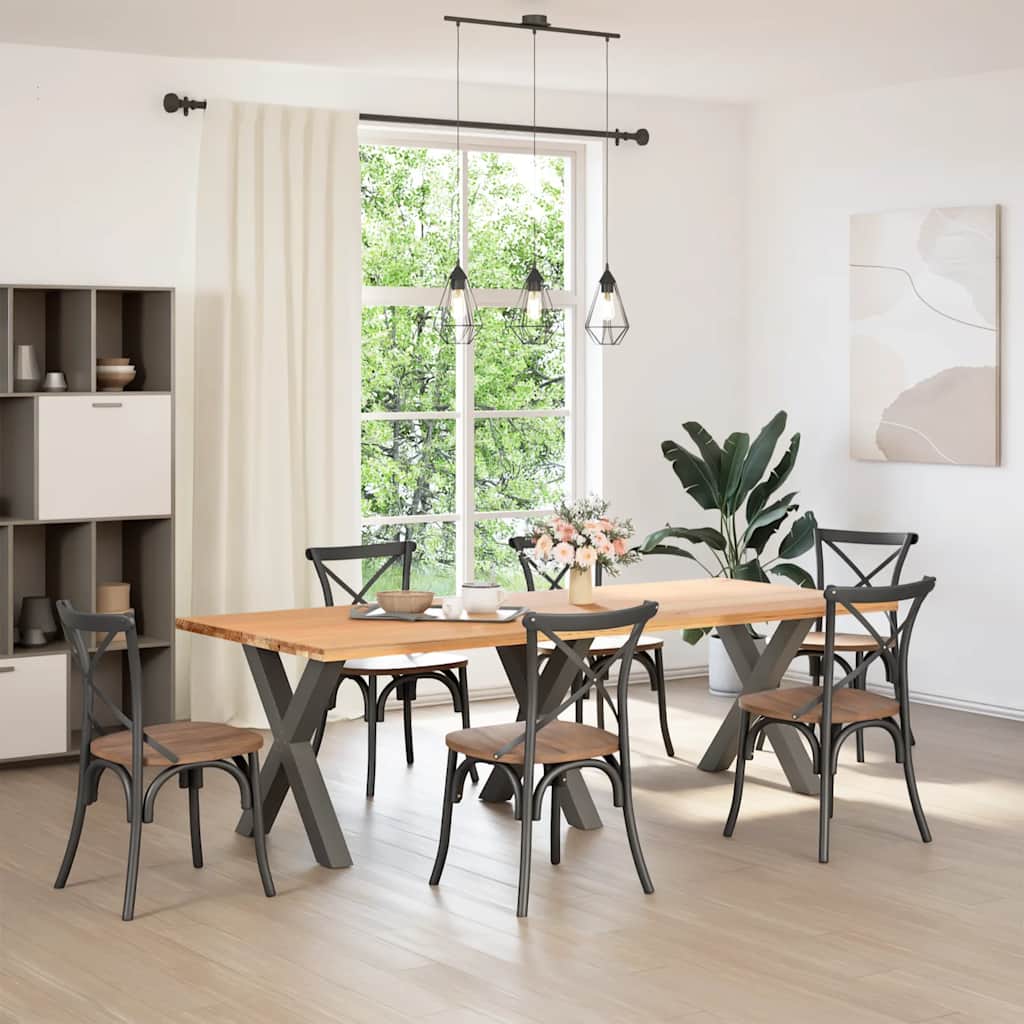 3 db antracitszürke X-alakú acél étkezőasztalláb 70x(72-73) cm