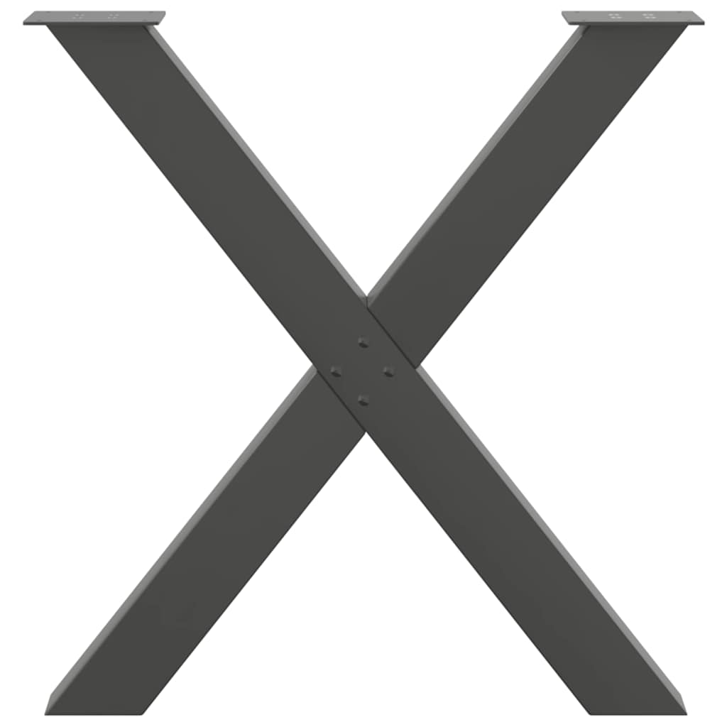 3 db antracitszürke X-alakú acél étkezőasztalláb 70x(72-73) cm