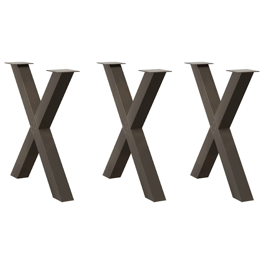 3 db X alakú étkezőasztal láb natúr acél 70x(72-73) cm