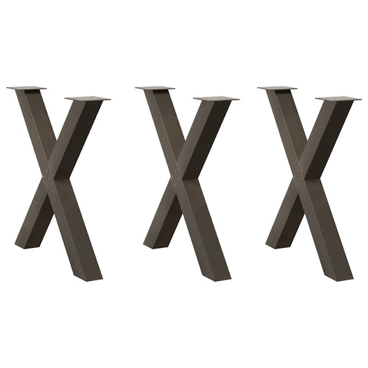 3 db X alakú étkezőasztal láb natúr acél 70x(72-73) cm