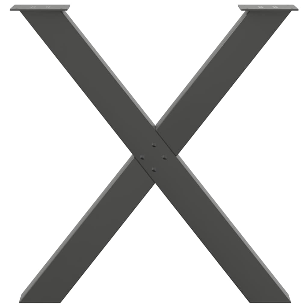 3 db antracitszürke X alakú acél étkezőasztal láb 80x(72-73) cm