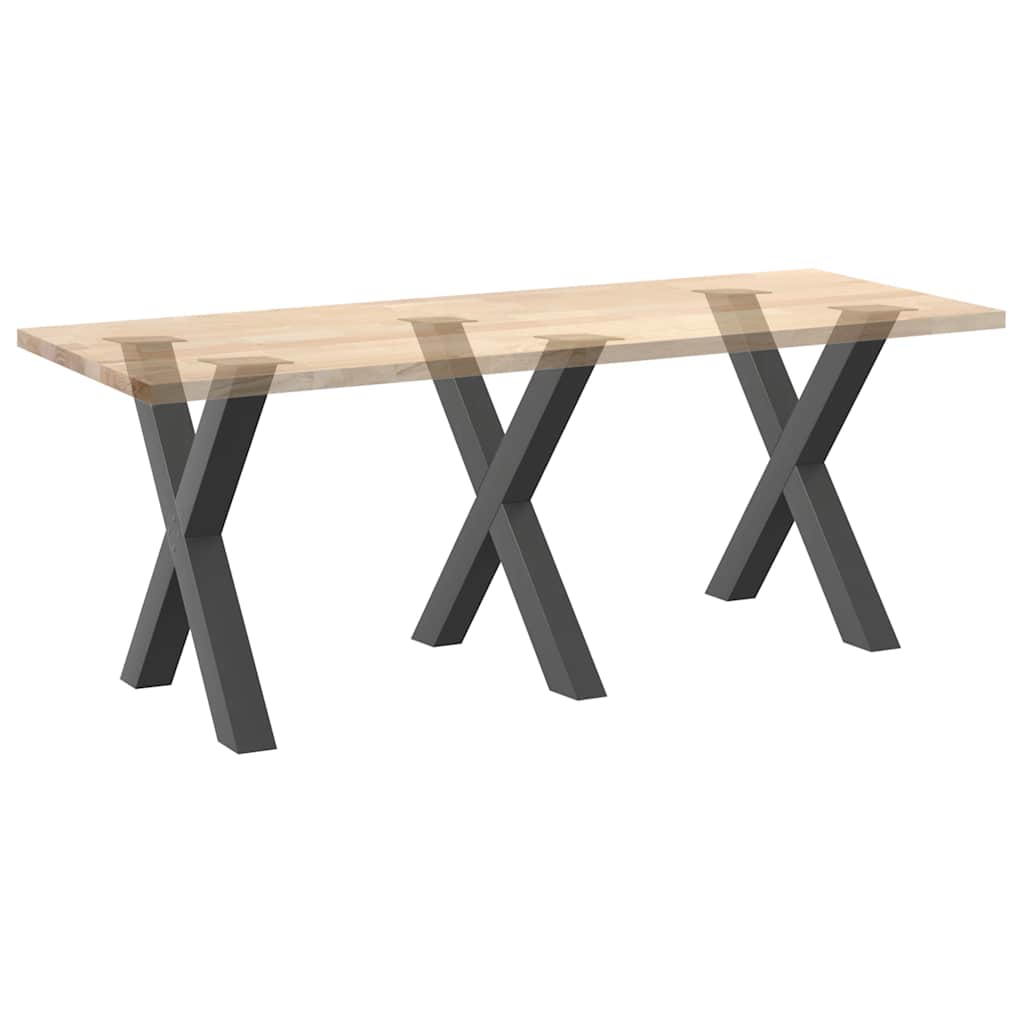 3 db antracitszürke X alakú acél étkezőasztal láb 80x(72-73) cm