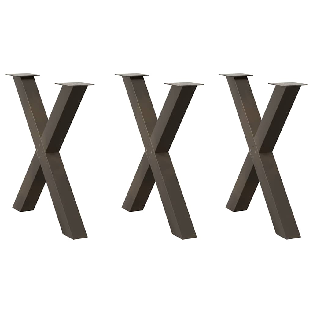 3 db X alakú étkezőasztal láb natúr acél 80x(72-73) cm acél