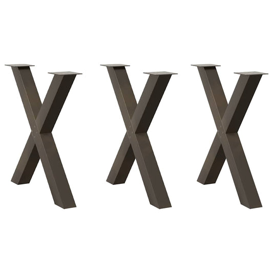 3 db X alakú étkezőasztal láb natúr acél 80x(72-73) cm acél