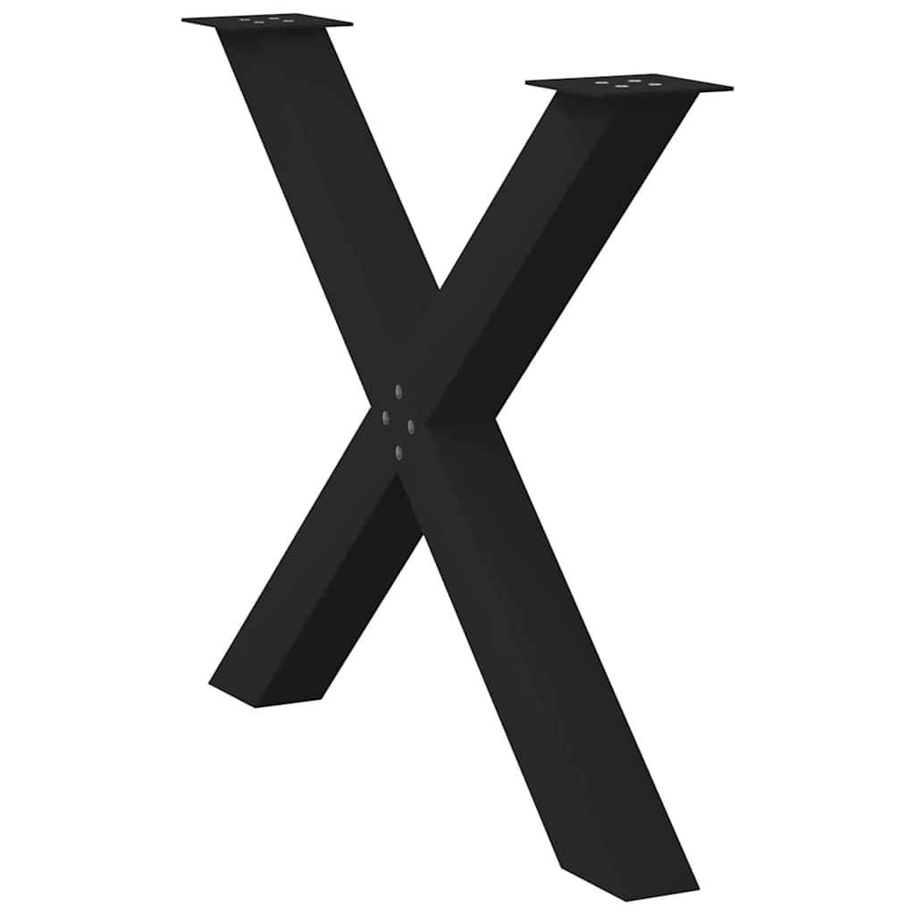 3 db X alakú étkezőasztal láb fekete 90 x (72-73) cm acél étkezőasztal láb